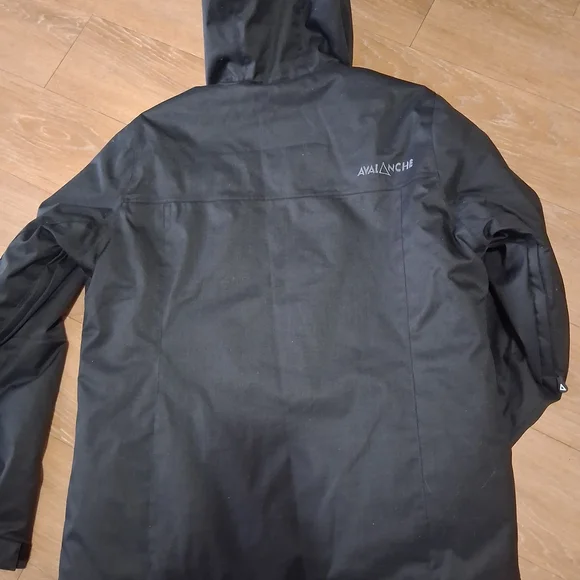 Avalanche Black Hooded Puffer Jacket with Brown Patch - Picture 7 of 10